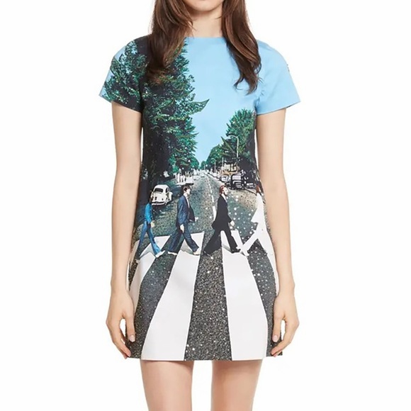 Alice + Olivia Dresses & Skirts - Alice + Olivia x The Beatles Abbey Road Print Mini Dress Embellished Sequin 2